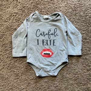 Careful I Bite Long Sleeve Onesie